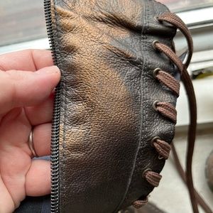 Donna Di Gio new distressed bronze leather full zip tall boots 41 9/10